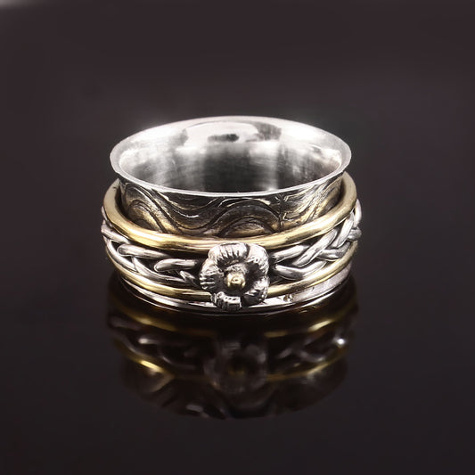 Silver Spinner Anxiety Ring, 925 Solid Stress Relief Ring, Handmade Jewelry