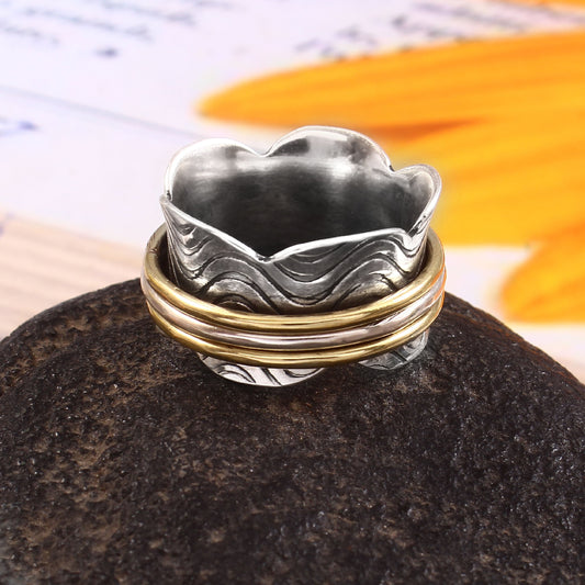 925 Sterling Silver Spinner Ring, Meditation Handicraft Ring