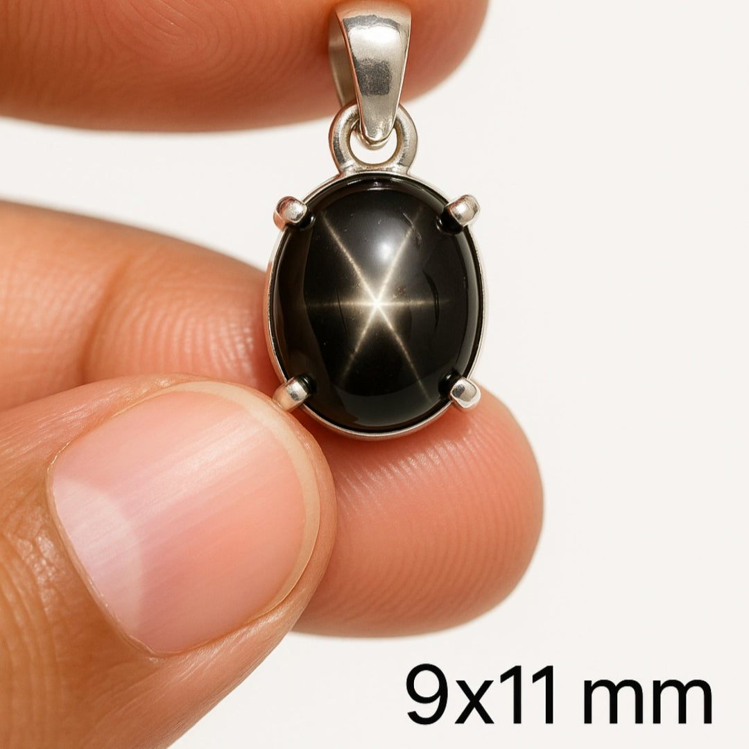 Black Star Sapphire Pendant, Gemstone Pendant, 925 Solid Sterling Silver, Women Necklace, Anniversary Gift