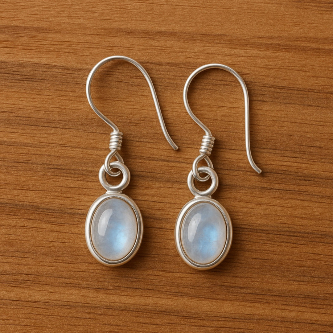 Elegant Rainbow Moonstone Sterling Silver Drops, 925 Solid Silver, Women Earring, Gemstone Earring, Gift for Her