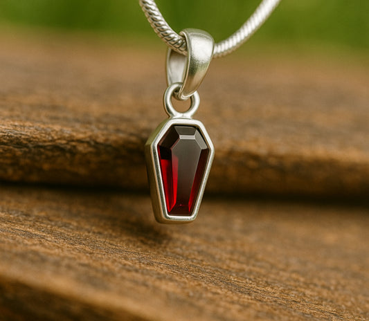 Minimalist Garnet Coffin Ring, 925 Solid Sterling Silver Ring, Gemstone Ring, Women Jewelry, Gift for Her