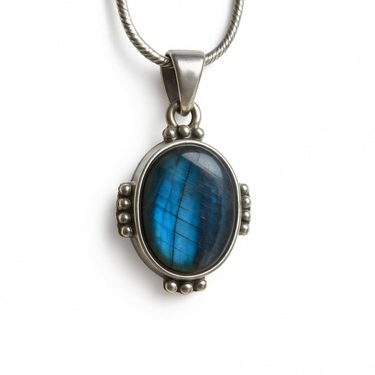 Minimalist Labradorite Pendant, 925 Solir Silver Pendant, Gemstone Necklace, Silver Labradorite Pendant, Gift for Her