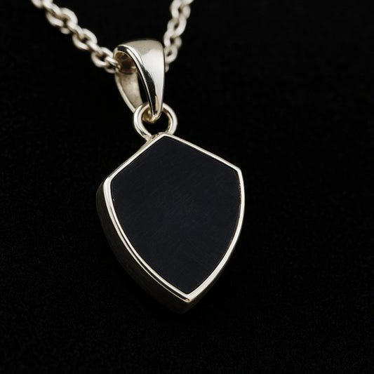 Black Onyx Shield Pendant, 925 Solid Silver, Boho Pendant, Gemstone Pendant, Promise Gift, Black Onyx Jewelry