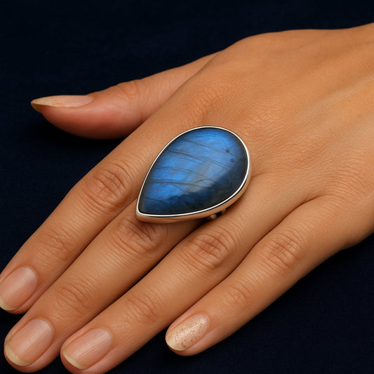 925 Silver Labradorite Ring, Gemstone Ring for Women, Statement Ring, Birthstone Ring, Promise Ring