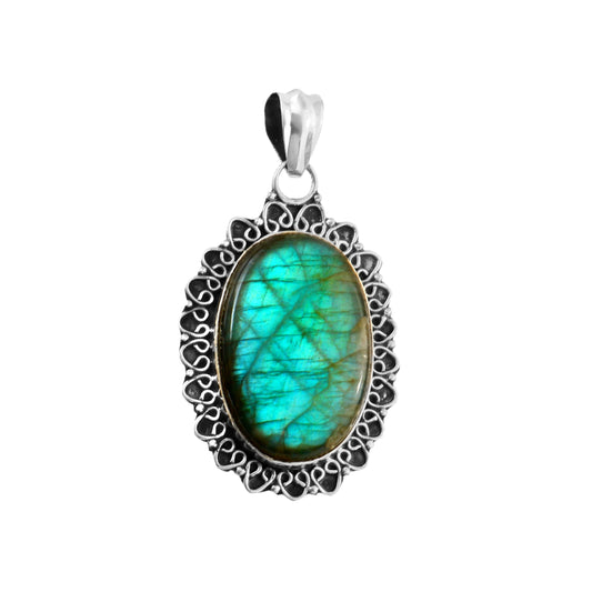 Large Labradorite Pendant, 925 Solid Sterling Silver, Women Pendant, Gemstone Pendant, Handmade Jewelry