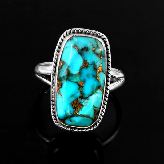 Turquoise Ring 925 Solid Silver, Statement Ring, Handmade Jewelry, Ring for Women, Blue Turquoise Ring