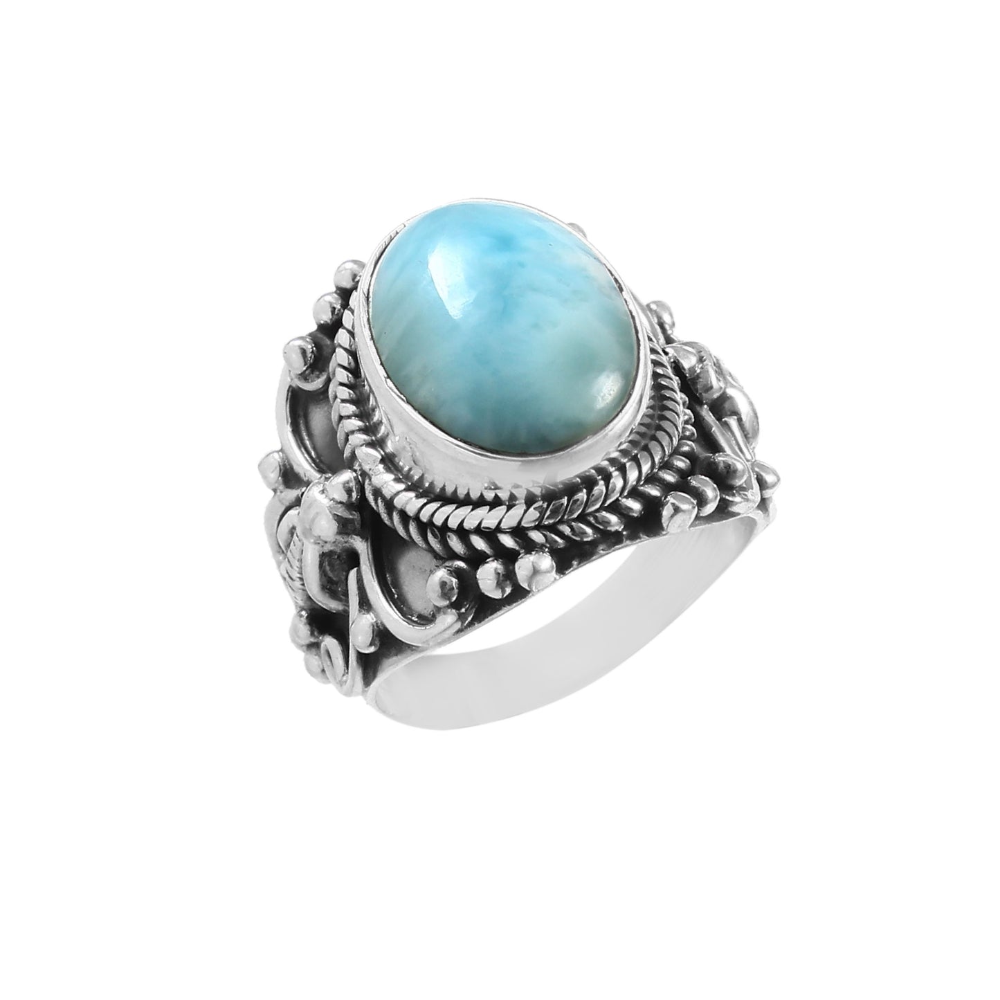 Larimar Vintage Ring, 925 Solid Silver, Gemstone Ring, Statement Ring, Larimar Jewelry