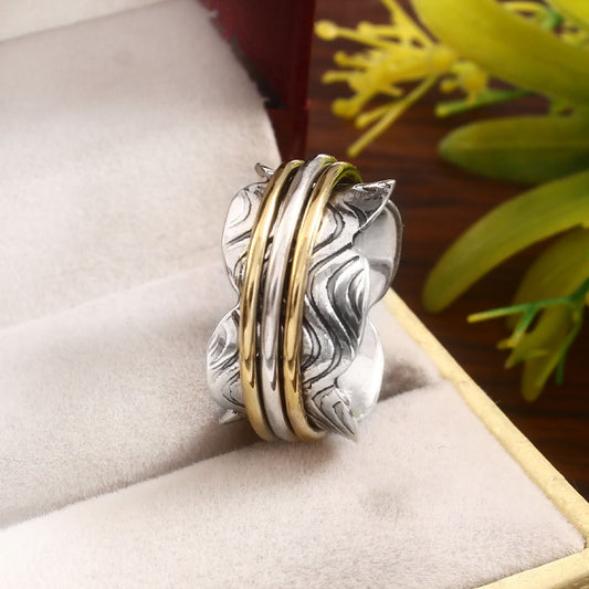 925 Sterling Silver Spinner Ring, Meditation Handicraft Ring