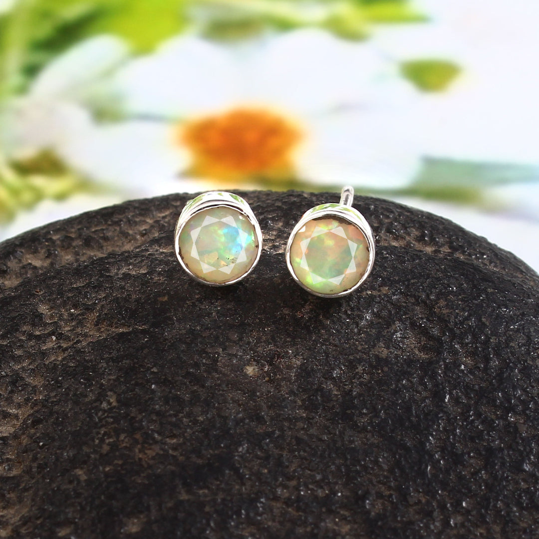 Australian Opal Stud Earrings – Premium 925 Silver Women’s Jewelry