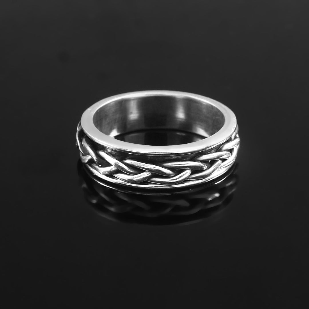 Rope Design Spinner Ring, 925 Solid Sterling Silver Ring For Meditation