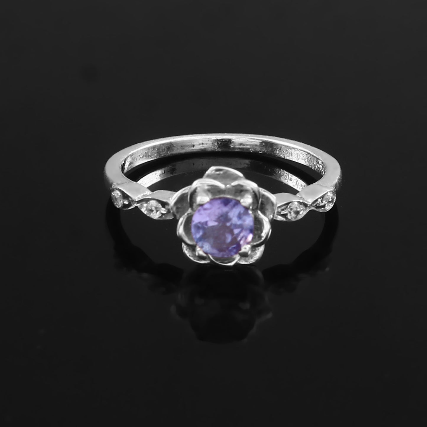 Natural Amethyst Crystal Ring – 925 Sterling Silver Meditation & Balance Ring