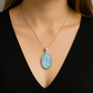 Genuine Larimar Oval Pendant – Sterling Silver Caribbean Gemstone Necklace