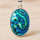 925 Sterling Silver Oval Abalone Shell Pendant – Iridescent Ocean-Inspired Jewelry