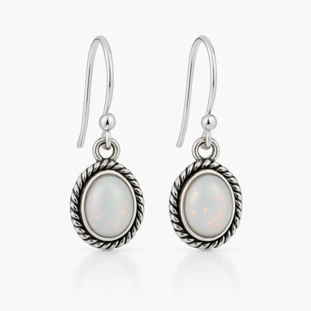 Handmade Opal Earring, 925 Solid Sterling Silver, White Opal Earring, Gift for Her