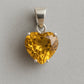 Heart Shape Citrine Pendant, 925 Solid Sterling Silver, Gift for Mother