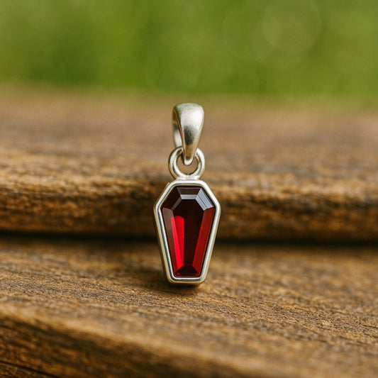 Minimalist Garnet Coffin Ring, 925 Solid Sterling Silver Ring, Gemstone Ring, Women Jewelry, Gift for Her