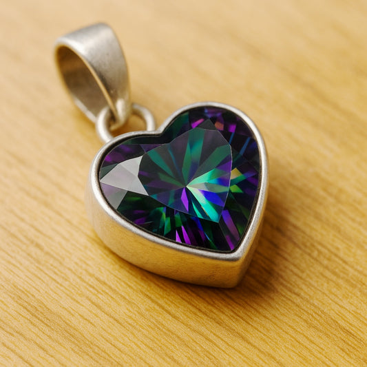 Mystic Topaz Heart Pendant, 925 Solid Sterling Silver. Gift for valentine, Boho Pendant, Silver pendant