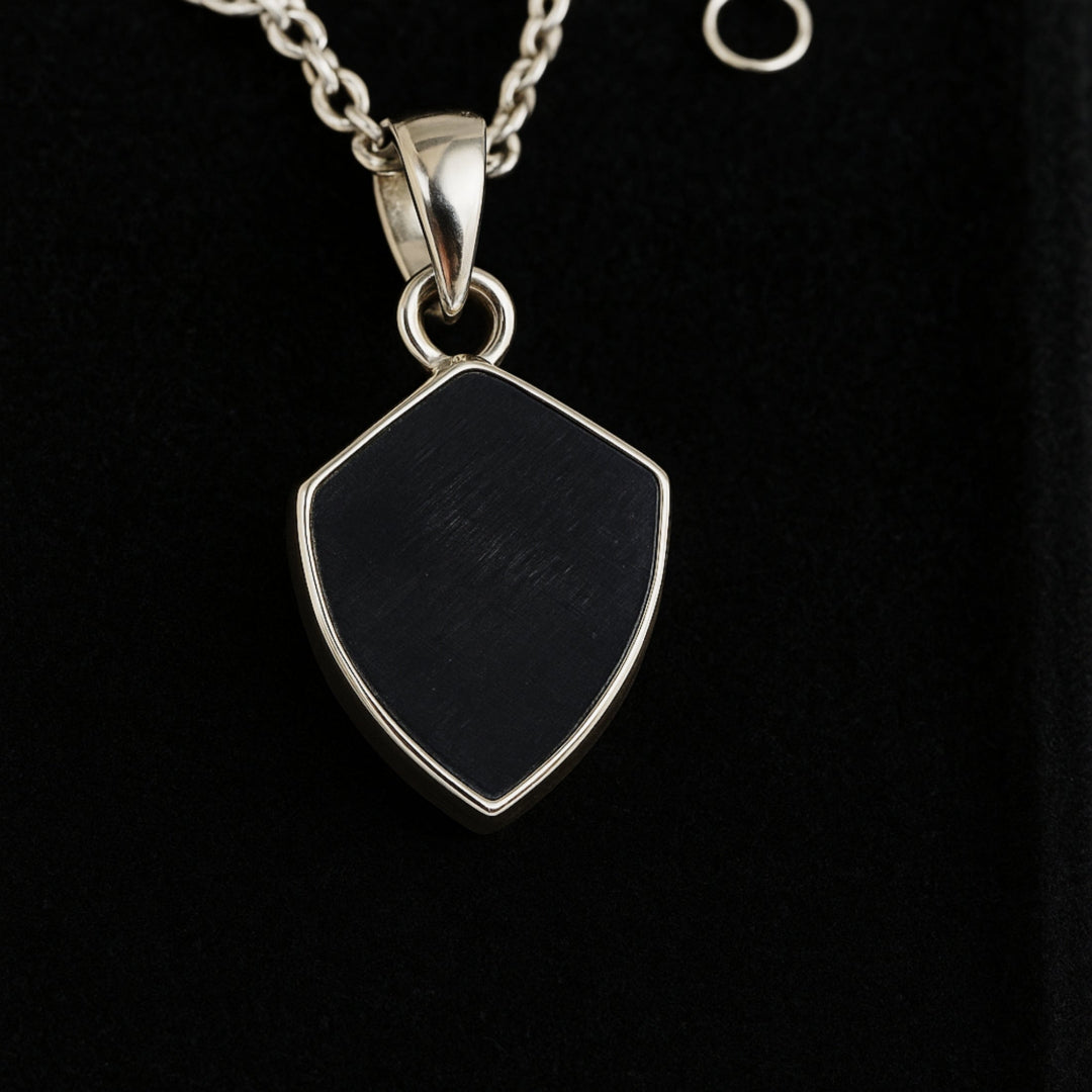 Black Onyx Shield Pendant, 925 Solid Silver, Boho Pendant, Gemstone Pendant, Promise Gift, Black Onyx Jewelry