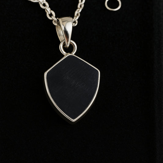 Black Onyx Shield Pendant, 925 Solid Silver, Boho Pendant, Gemstone Pendant, Promise Gift, Black Onyx Jewelry