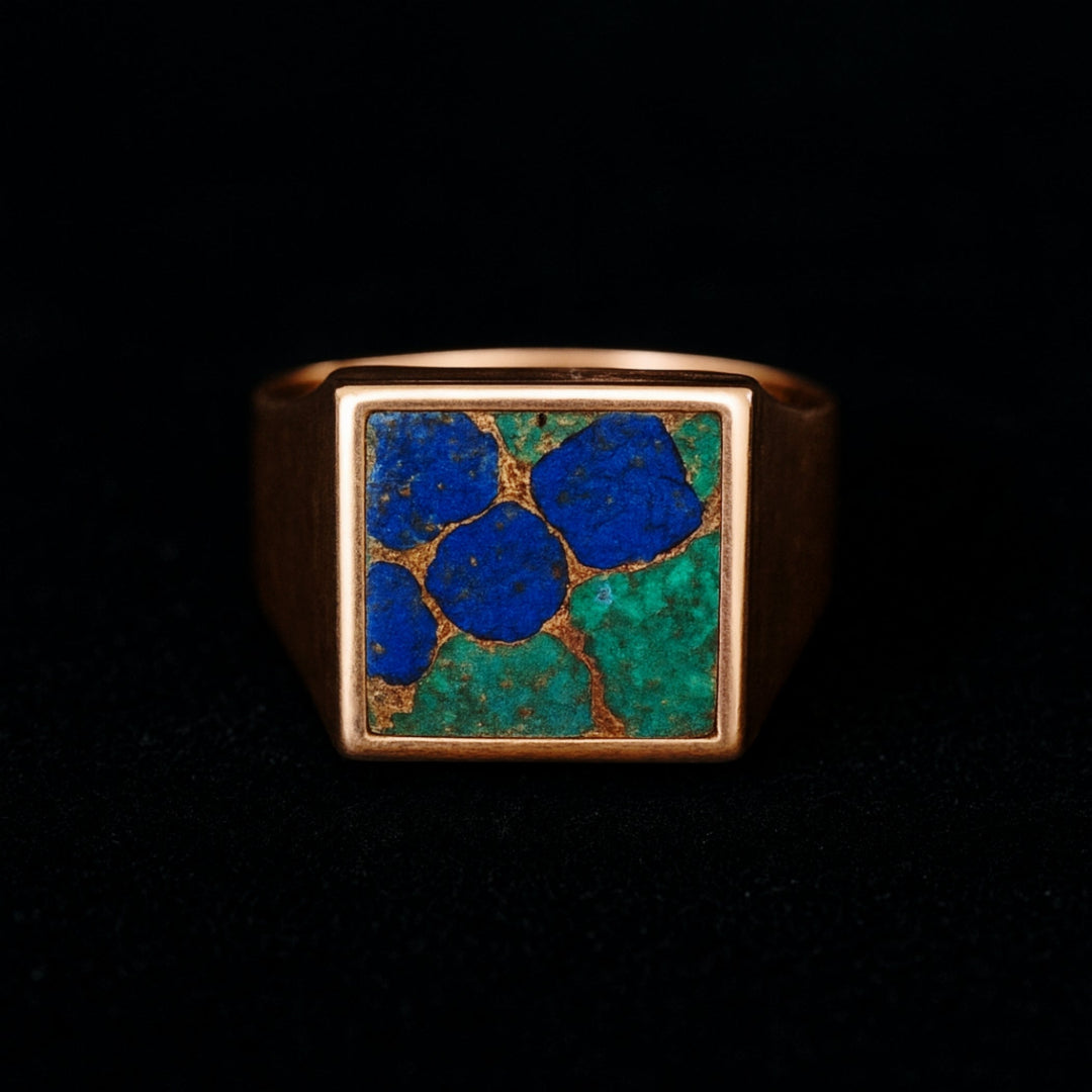 Azurite Signet Ring, 925 Solid Silver, Handmade Jewelry, Men Women Ring, Bohemian Ring