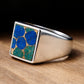 Azurite Signet Ring, 925 Solid Silver, Handmade Jewelry, Men Women Ring, Bohemian Ring