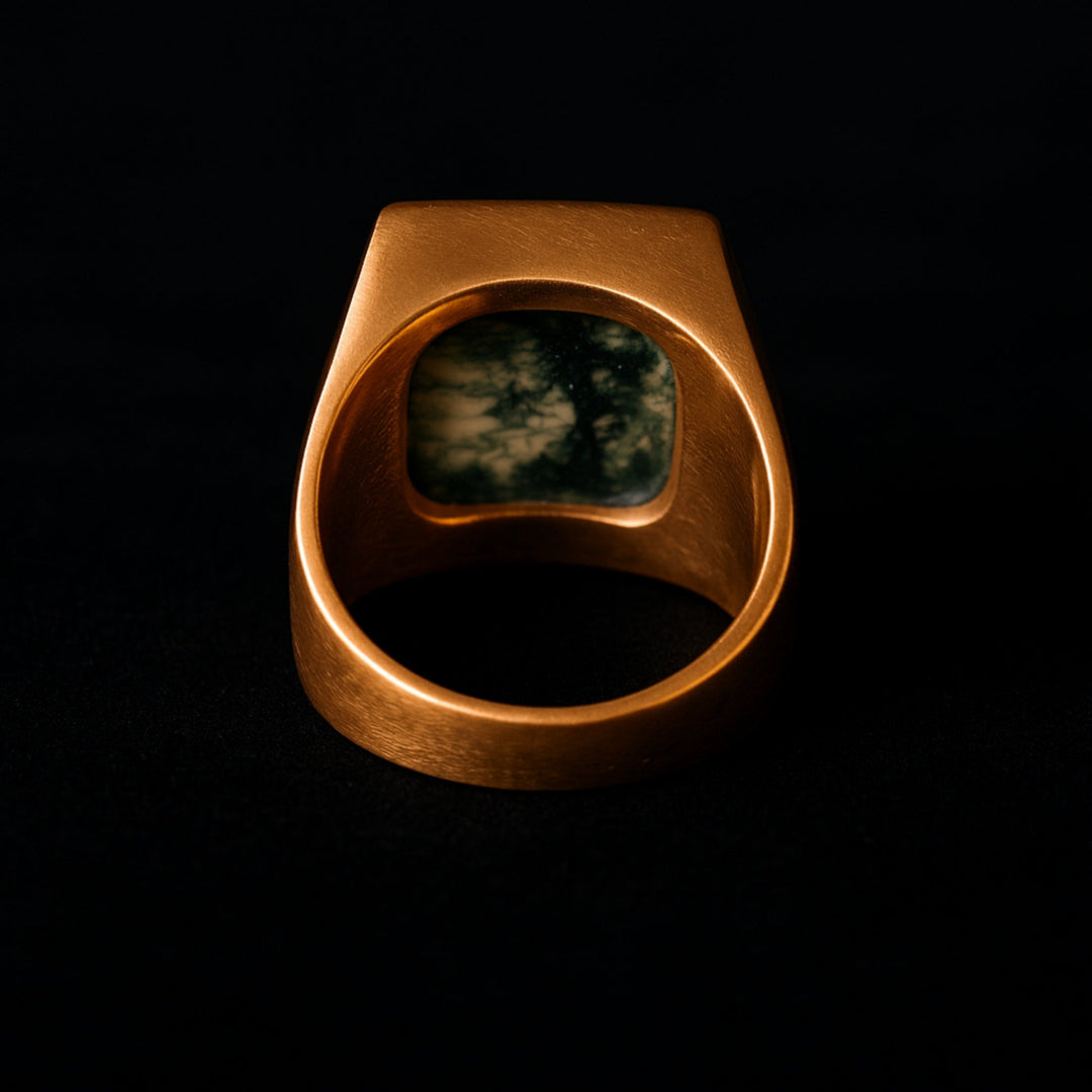 Moss Agate Signet Ring, 925 Solid Sterling Silver, Men Women Ring, Agate Ring, Gemstone Ring