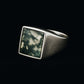 Moss Agate Signet Ring, 925 Solid Sterling Silver, Men Women Ring, Agate Ring, Gemstone Ring