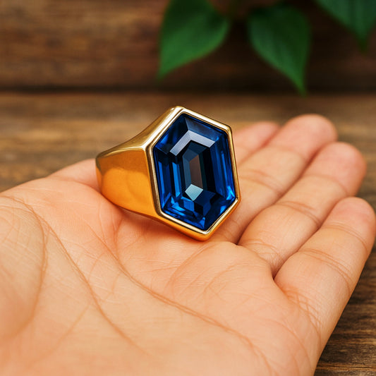 London Blue Topaz Ring, 925 Solid Sterling Silver, Copper Ring, Gemstone Signet Ring, Bohemian Ring, Mens Ring