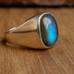 Labradorite Signet Ring, Men Women Ring, 925 Solid Silver Ring, Copper Ring, Gemstone Bohemian Ring