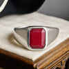 Ruby Signet Ring, 6x8mm Gemstone Ring, 925 Solid Silver Ring,