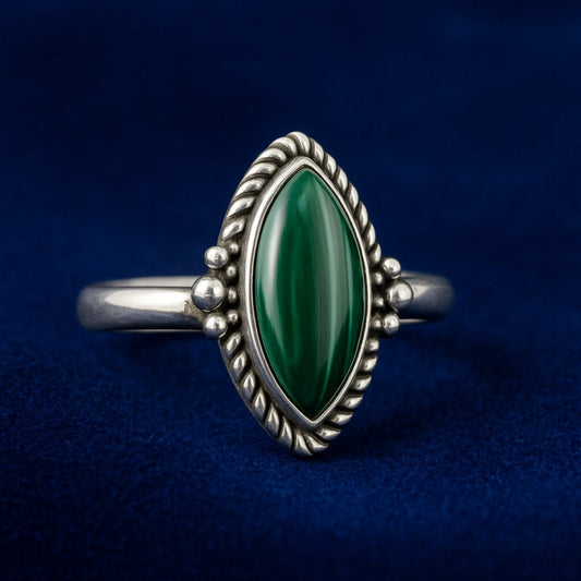 Malachite Ring 925 Solid Silver, Gemstone Ring, Men Women Ring, Birthstone Ring