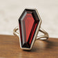 Garnet Coffin Ring, 925 Solid Sterling Silver,  Coffin shape Ring, Handmade Jewelry
