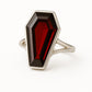 Garnet Coffin Ring, 925 Solid Sterling Silver,  Coffin shape Ring, Handmade Jewelry