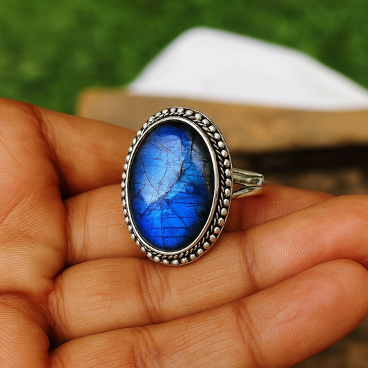 925 Silver Labradorite Statement Ring for Women