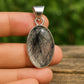 Black Rutile Pendant, 925 Solid Sterling Silver, Large Pendant for Women, Rutilated Quartz Pendant