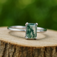 Moss Agate Ring, 925 Sterling Silver, Statement Ring, 6x8 mm Gemstone Ring