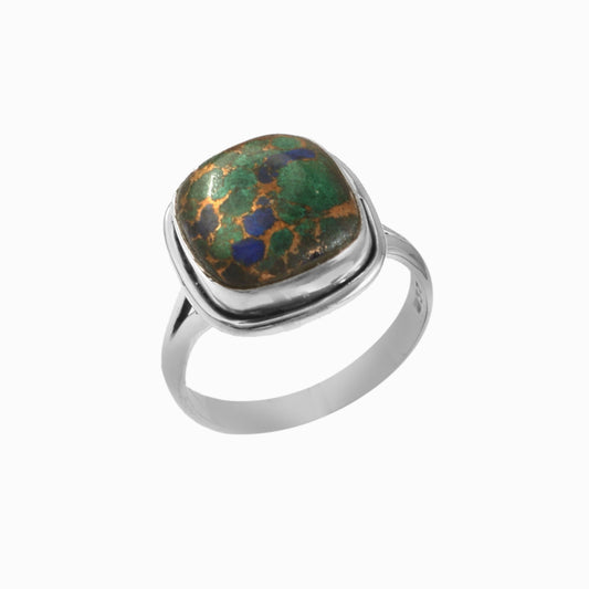 Azurite Malachite Ring, 925 Solid Sterling Silver, Gemstone Ring, Gift for Her