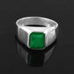 Emerald Signet Ring for Men Women, 925 Solid Silver,  Bohemian Ring, Green Stone Ring, Birthstone Ring