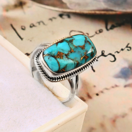 Turquoise Ring 925 Solid Silver, Statement Ring, Handmade Jewelry, Ring for Women, Blue Turquoise Ring