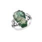 Coffin Ring, Moss Agate Ring, 925 Sterling Silver, Gemstone Ring, Statement Ring, Promise Ring