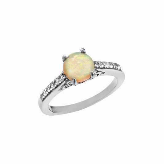 Fire Opal Ring, 925 Sterling Silver, White Opal Ring, Gemstone Ring, Women Ring, Engagement Ring