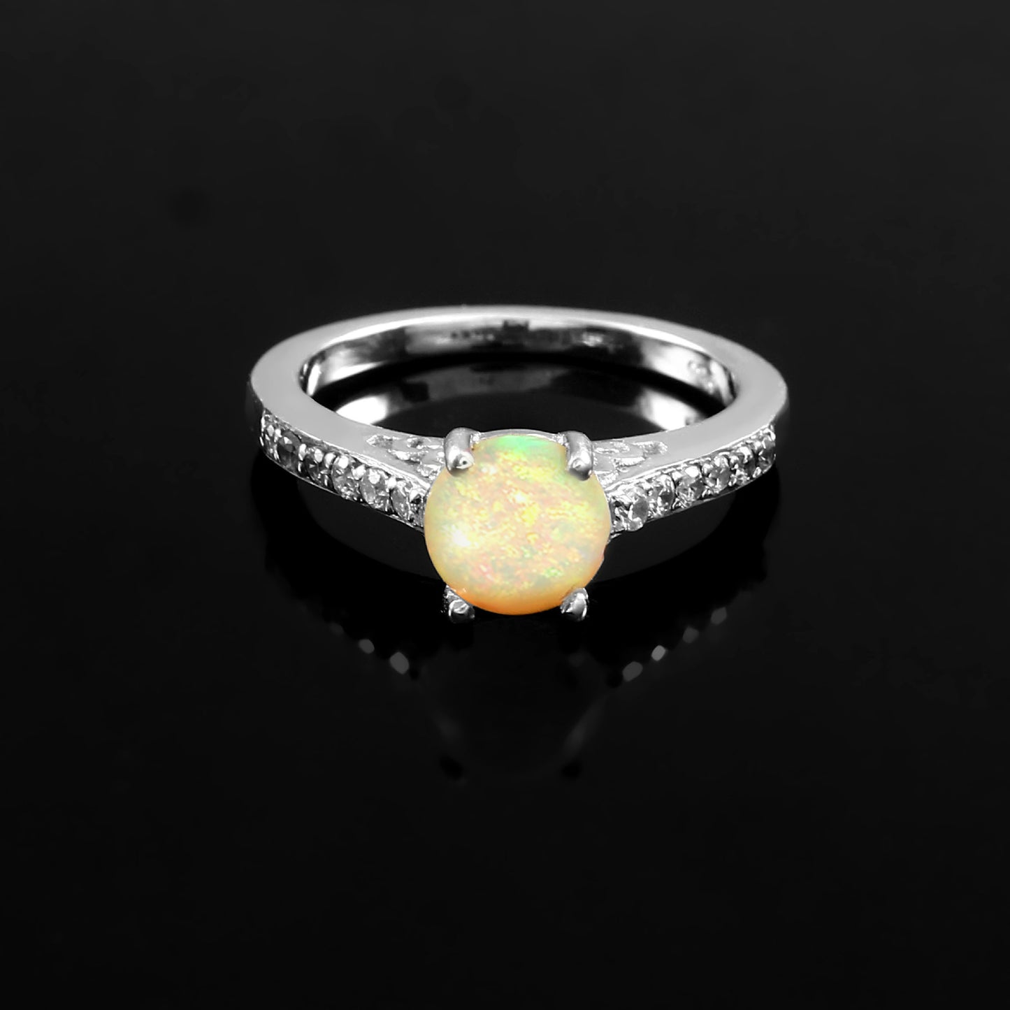 Fire Opal Ring, 925 Sterling Silver, White Opal Ring, Gemstone Ring, Women Ring, Engagement Ring