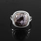 Genuine Snowflake Obsidian Ring in Sterling Silver – Cushion-Cut Gemstone with Split Band Design