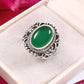 Green Onyx Oval Ring, Designer Ring for Women, 925 Solid Silver,  Handmade Jewelry, Onyx Ring