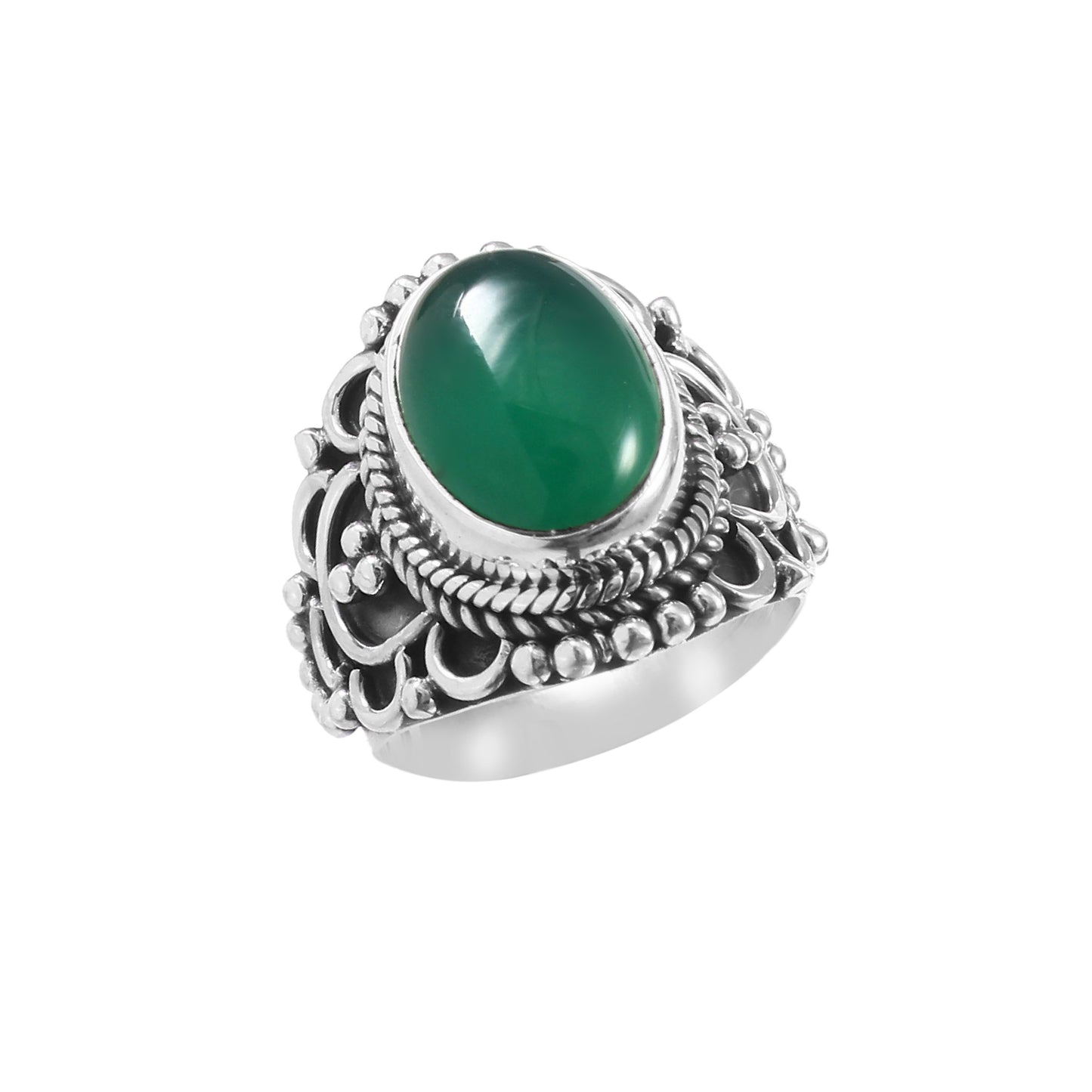 Green Onyx Oval Ring, Designer Ring for Women, 925 Solid Silver,  Handmade Jewelry, Onyx Ring