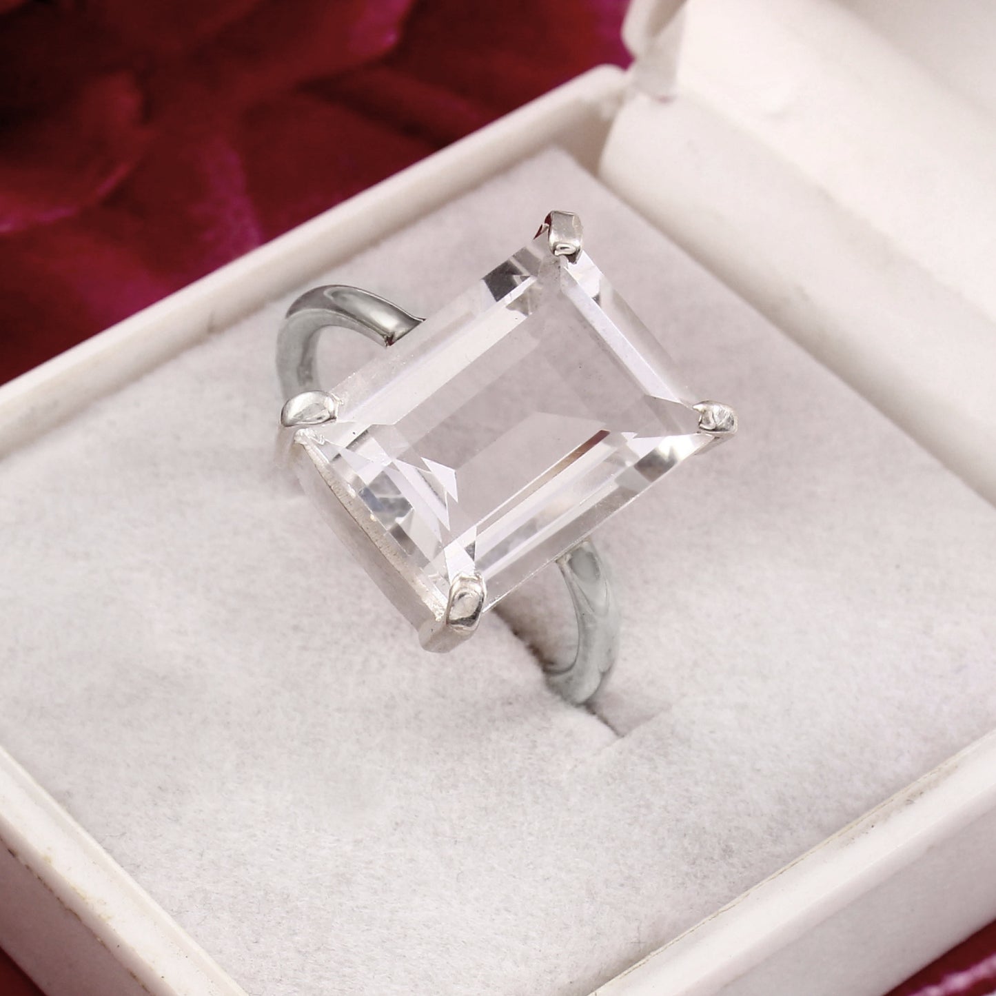 Clear Quartz Ring, Statement Ring, 925 Solid Sterling Silver, Gemstone Ring