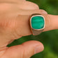 Malachite Signet Ring, Mens Ring, 925 Solid Sterling Silver, Gemstone Ring, Handmade Jewelry