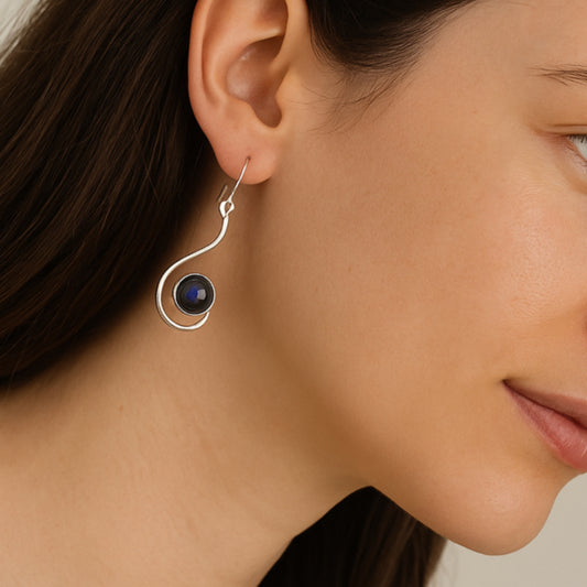 Labradorite Earring for Women, 925 Sterling Silver, Gemstone Earring, Christmas Gift