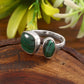 Dual Malachite Ring, Minimalist Ring. 925 Sterling Silver, Statement Ring, Malachite Gemstone