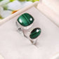 Dual Malachite Ring, Minimalist Ring. 925 Sterling Silver, Statement Ring, Malachite Gemstone